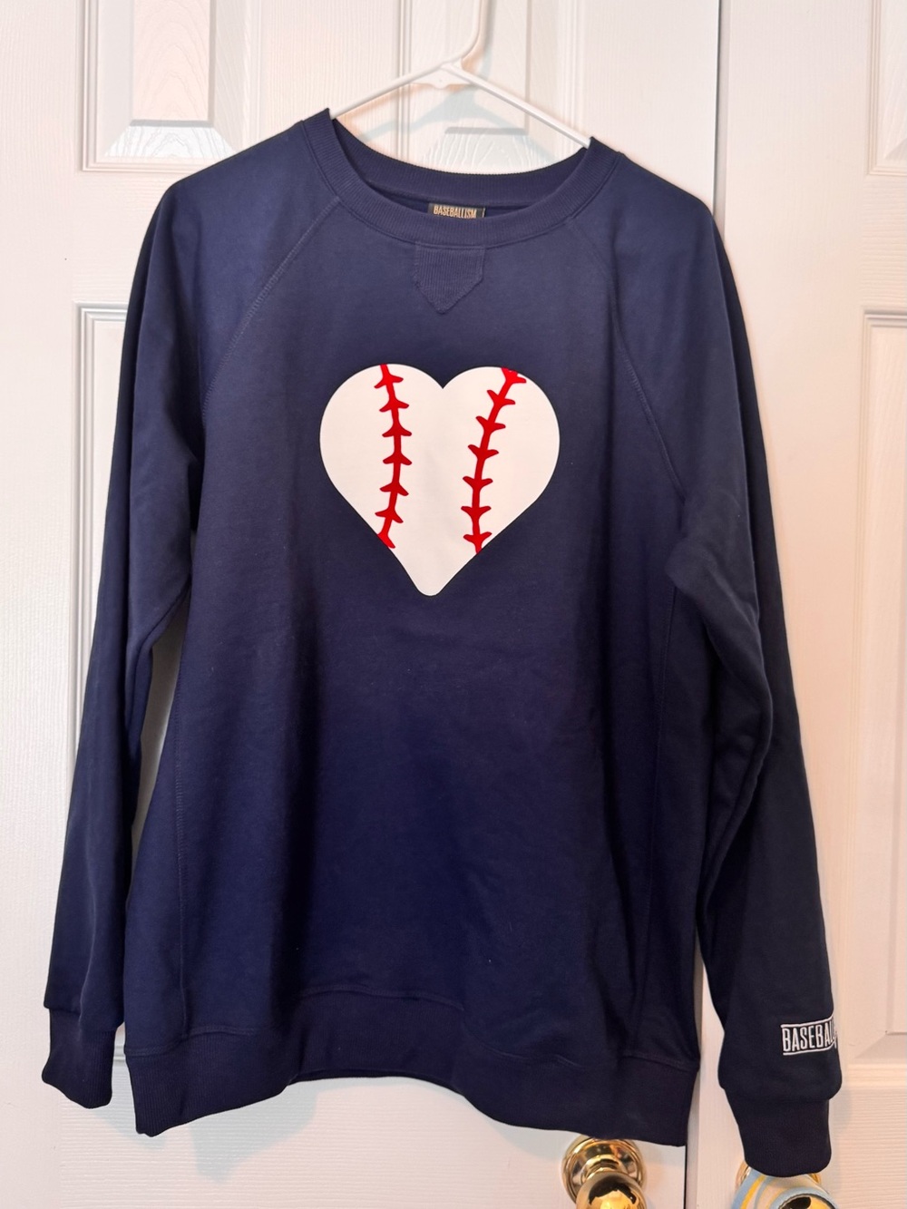 Women’s Navy Baseballism Heart Pullover Sweatshirt